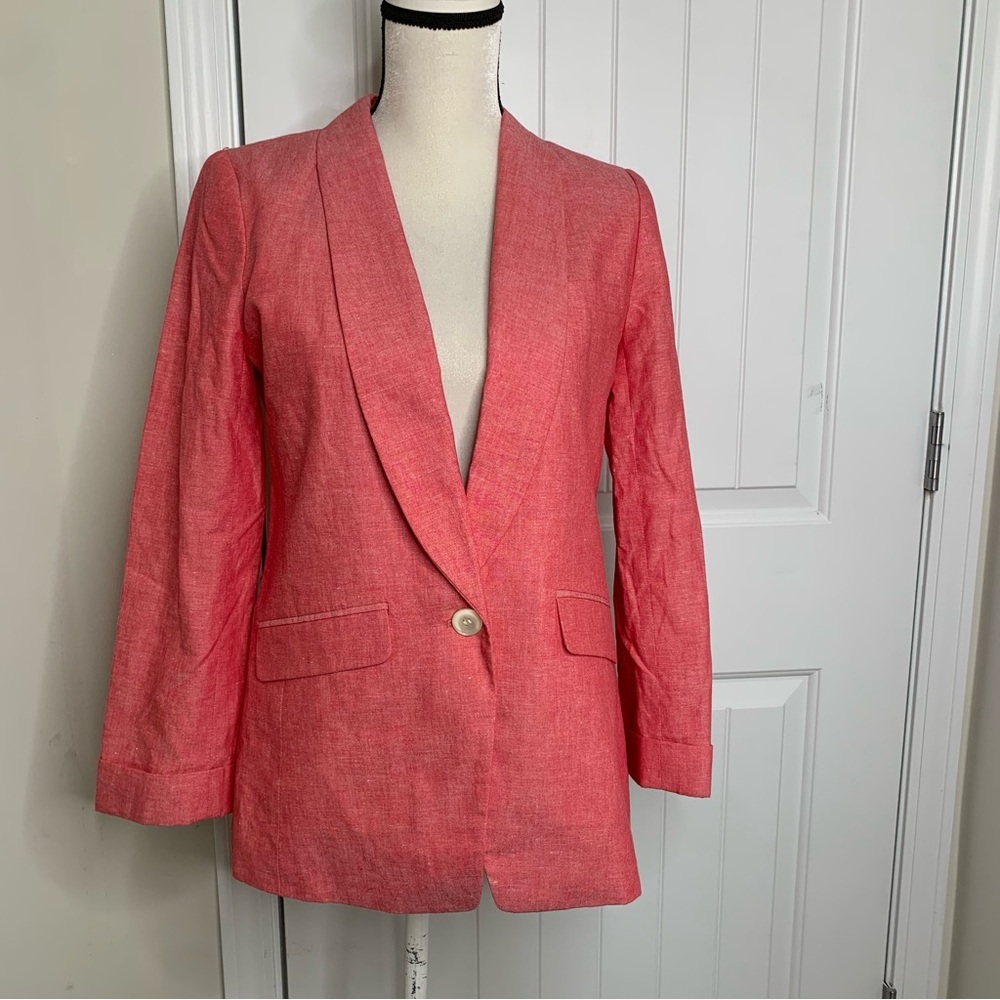 J Crew Unstructured Linen One Button Blazer Size … - image 1